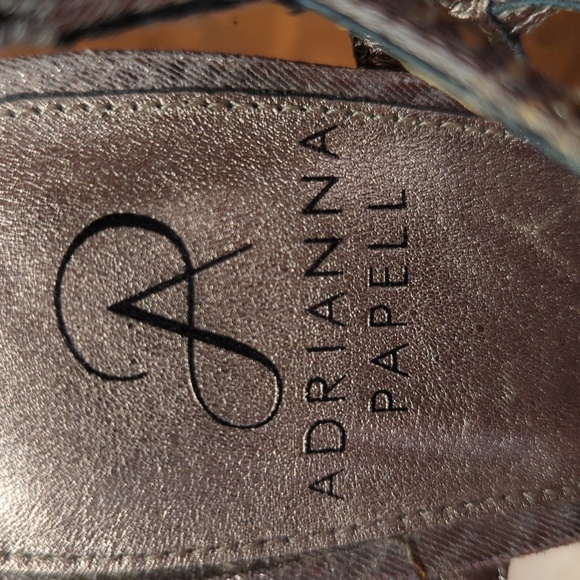 NWT Adrianna Papell | Metallic Silver Rhinestone Strappy High Heels Size 5.5 - Picture 5 of 9
